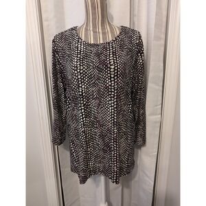 Cathy Women's Size XL Geometric 3/4‎ Sleeve Blouse